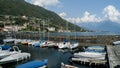 Sail boats, ships, in the small harbour of Gravedona, in Lake Como, Italy