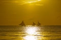 Sail boats at sunset, Boracay Island, Philippines Royalty Free Stock Photo