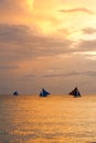 Sail boats at sunset, Boracay Island, Philippines Royalty Free Stock Photo