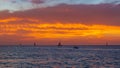 Sail boats traveling in the sea under sunset, in Key West, Florida, USA Royalty Free Stock Photo