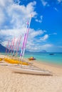 Sail boats at the Wolmar beach. Mauritius Royalty Free Stock Photo