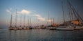 Sail boats and yachts anchored in marina. Royalty Free Stock Photo