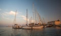 Sail boats and yachts anchored in marina. Royalty Free Stock Photo