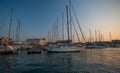 Sail boats and yachts anchored in marina. Royalty Free Stock Photo