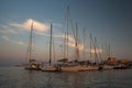 Sail boats and yachts anchored in marina. Royalty Free Stock Photo