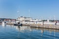 Sail boats and yachts docked at the marina harbour in the Pier Molo at the baltic sea, Sopot, Poland.