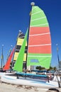 Sail Catamarans Resting in the Sand on a Key Biscayne,Beach