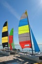 Sail Catamarans Resting in the Sand on a Key Biscayne,Beach