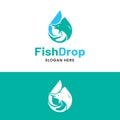 Sail Fish with Water Drop in Simple Flat Logo Design