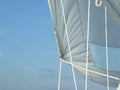 Sail full of wind while sailing with blue sky Royalty Free Stock Photo