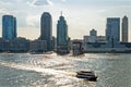 Sail on Hudson river with Manhattan in the background Royalty Free Stock Photo