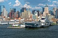 Sail on Hudson river with Manhattan in the background Royalty Free Stock Photo