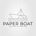 sail paper boat or sailboat logo vector illustration design. sailing origami ship.