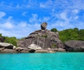 Sail rock, beautiful and famous landmark of Similan Island near Phuket in Thailand. Tropical background Royalty Free Stock Photo