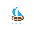 Sail ship in form of cask vector design Royalty Free Stock Photo