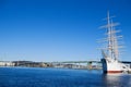 Sail ship in harbour Royalty Free Stock Photo