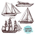 Sail Ships Set Royalty Free Stock Photo