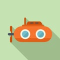 Sail submarine icon flat vector. Underwater ship Royalty Free Stock Photo