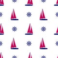Sail yacht boat regatta vector seamless pattern. Summer marine fabric print. Royalty Free Stock Photo