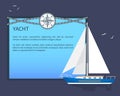 Sail Yacht, Colorful Card, Vector Illustration