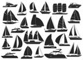 Sail yacht vector black set icon. Vector illustration sailboat on white background. Isolated black set icon sail yacht.