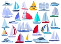 Sail yacht vector cartoon set icon. Vector illustration sailboat on white background. Isolated cartoon set icon sail