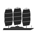 Sail yacht vector icon.Black vector icon isolated on white background sail yacht. Royalty Free Stock Photo