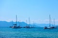 Sail yachts in the sea near Aegina Island