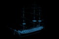 Sailboat 3D rendered xray blue