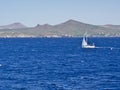 Sailboat sailing at Aegean sea Royalty Free Stock Photo