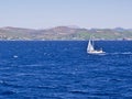 Sailboat sailing at Aegean sea Royalty Free Stock Photo