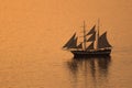 Sailboat in the Aegean sea near Santorini island, Thira, Greece