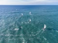 Sailboat at aerial, Olympic Park, Fisht stadium, Russia Sochi