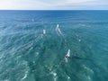 Sailboat at aerial, Olympic Park, Fisht stadium, Russia Sochi