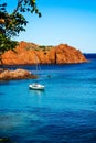 Sailboat at anchor along the cÃÂ´te d`azur Royalty Free Stock Photo