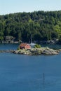 Sailboat at anchor in Norwegian fjord