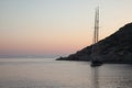 Sailboat At Anchor. Seascape photography. Royalty Free Stock Photo