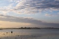 Sailboat anchored in the Morbihan gulf, Island of Conleau, Britt