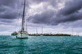 Sailboat at the bay in beautiful Caribbean island in San Blas, Panama, Central America Royalty Free Stock Photo