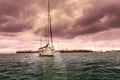 Sailboat at the bay in beautiful Caribbean island in San Blas, Panama, Central America Royalty Free Stock Photo