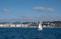 Sailboat in the bay of La Concha, city of Donostia-San Sebastian, Euskadi