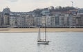 Sailboat in the bay of La Concha, city of Donostia-San Sebastian, Euskadi