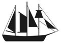 Sailboat black icon. Marine travel ship symbol