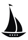 Sailboat, black silhouette, vector icon, web symbol