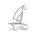 Sailboat boat on sea ocean wave with logo design