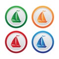 Sailboat or boat sign icon. Circle buttons .Vector