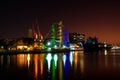 Sailboat In Brazilian Flag Colors at Night Royalty Free Stock Photo