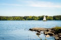 Sailboat on a calm and beautiful lake