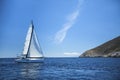 Sailboat in the calm sea. Sailing. Luxury yachts. Travel.