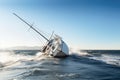 Sailboat Crashes In A Ocean Clear Sky